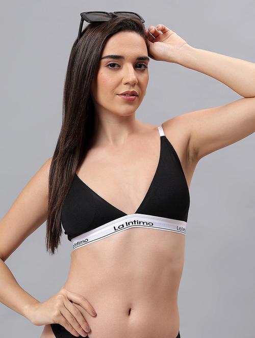 women solid lightly padded plunge bra - 21993122 - Standard Image - 0