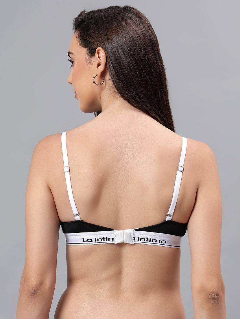 women solid lightly padded plunge bra - 21993122 - Standard Image - 4