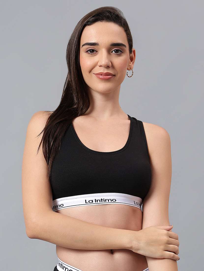 women solid lightly padded sports bra - 21993126 -  Standard Image - 1