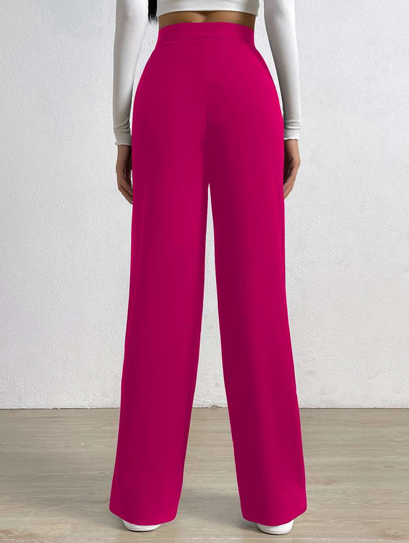 women solid high rise straight trouser - 21993177 -  Standard Image - 1