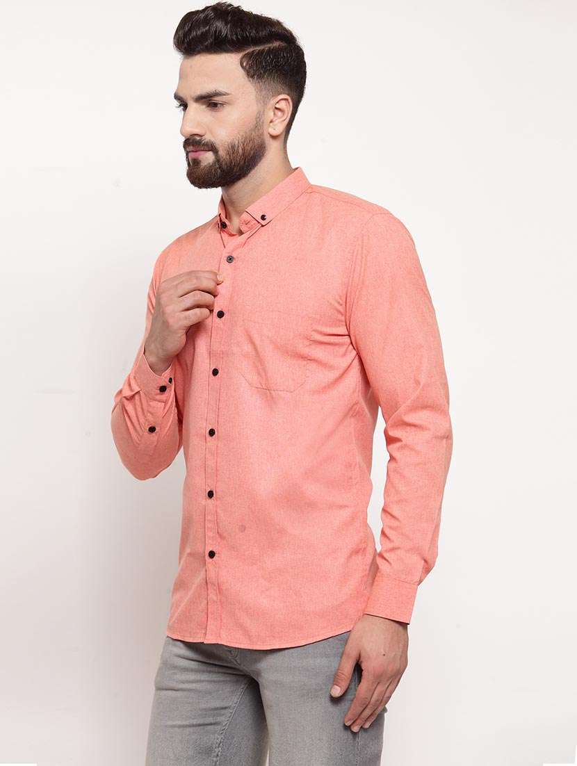 men solid long sleeve slim fit casual shirt - 21993314 -  Standard Image - 1