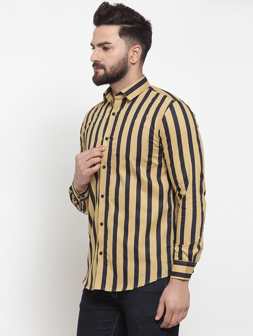 men striped long sleeve slim fit casual shirt - 21993319 -  Standard Image - 1