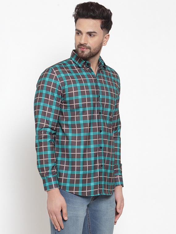 men checkered long sleeve slim fit casual shirt - 21993320 -  Standard Image - 1