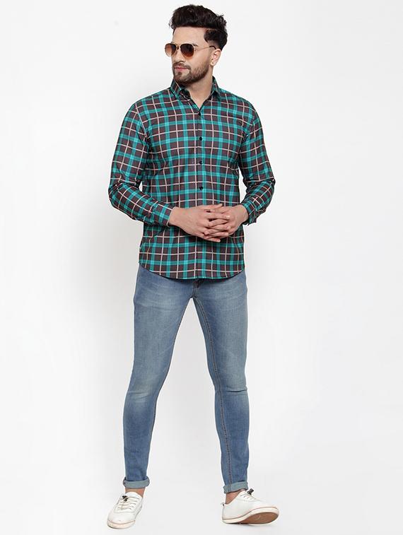 men checkered long sleeve slim fit casual shirt - 21993320 - Standard Image - 4