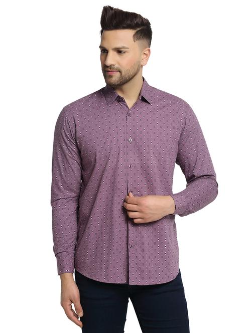 men printed long sleeve slim fit casual shirt - 21993321 - Standard Image - 0