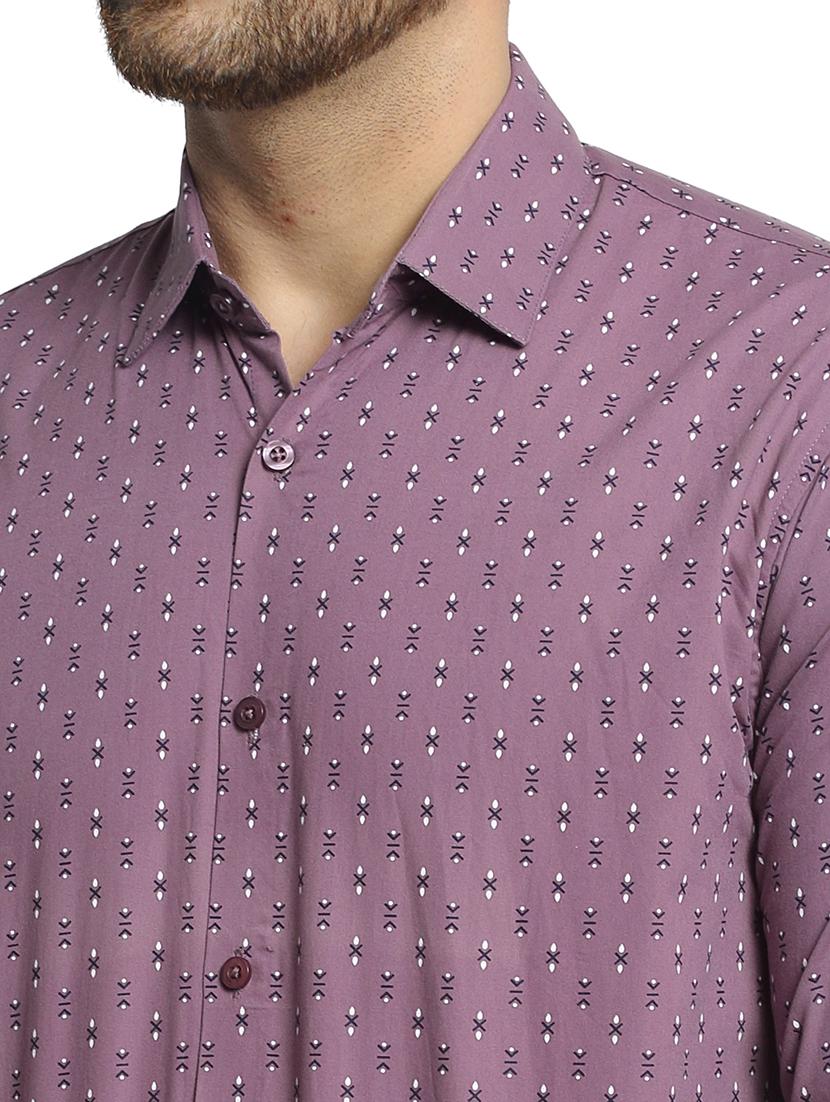 men printed long sleeve slim fit casual shirt - 21993321 - Standard Image - 4