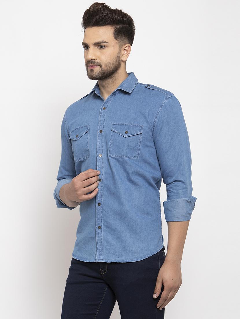 men solid long sleeve slim fit casual shirt - 21993330 -  Standard Image - 1