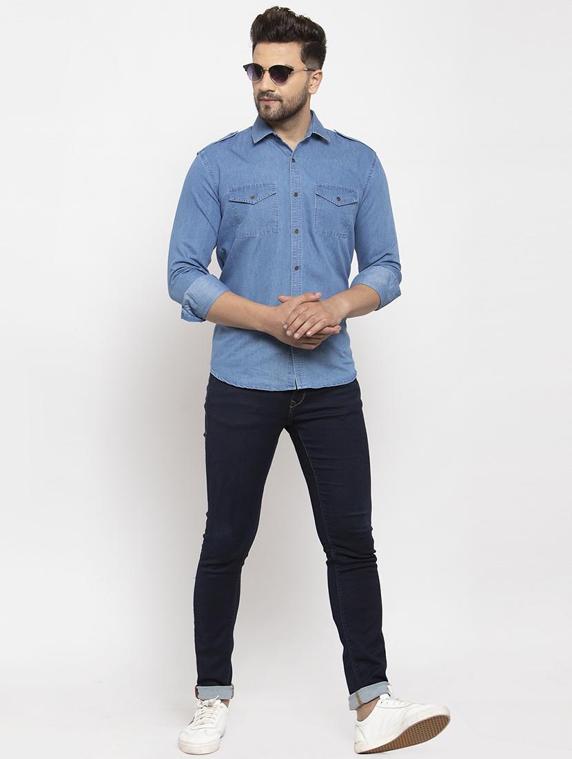 men solid long sleeve slim fit casual shirt - 21993330 - Standard Image - 4