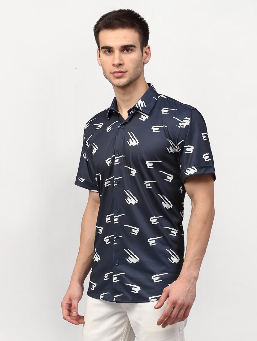 men printed short sleeve regular fit casual shirt - 21993334 - Standard Image - 1