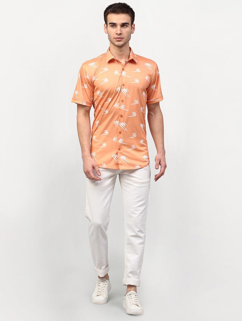 men printed short sleeve regular fit casual shirt - 21993335 - Standard Image - 4