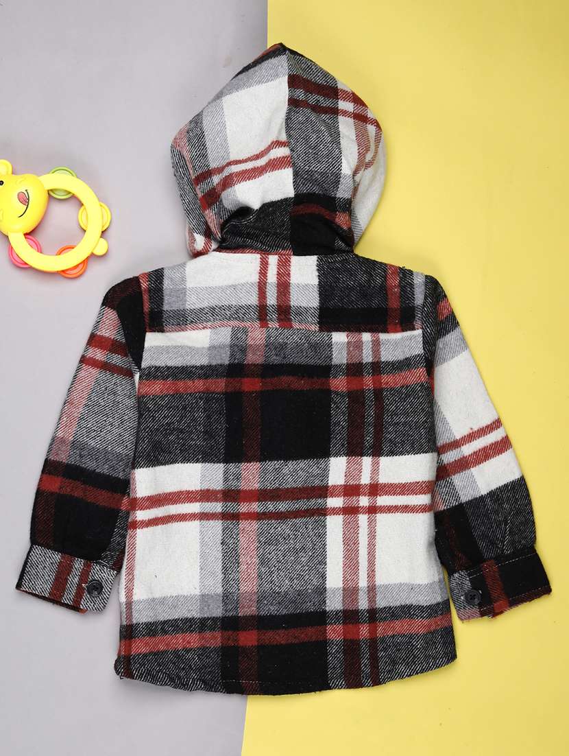 boys checkered long sleeve hooded shirt - 21993380 -  Standard Image - 1