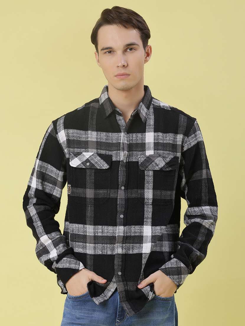 men checkered long sleeve regular fit casual shirt - 21993418 -  Standard Image - 1