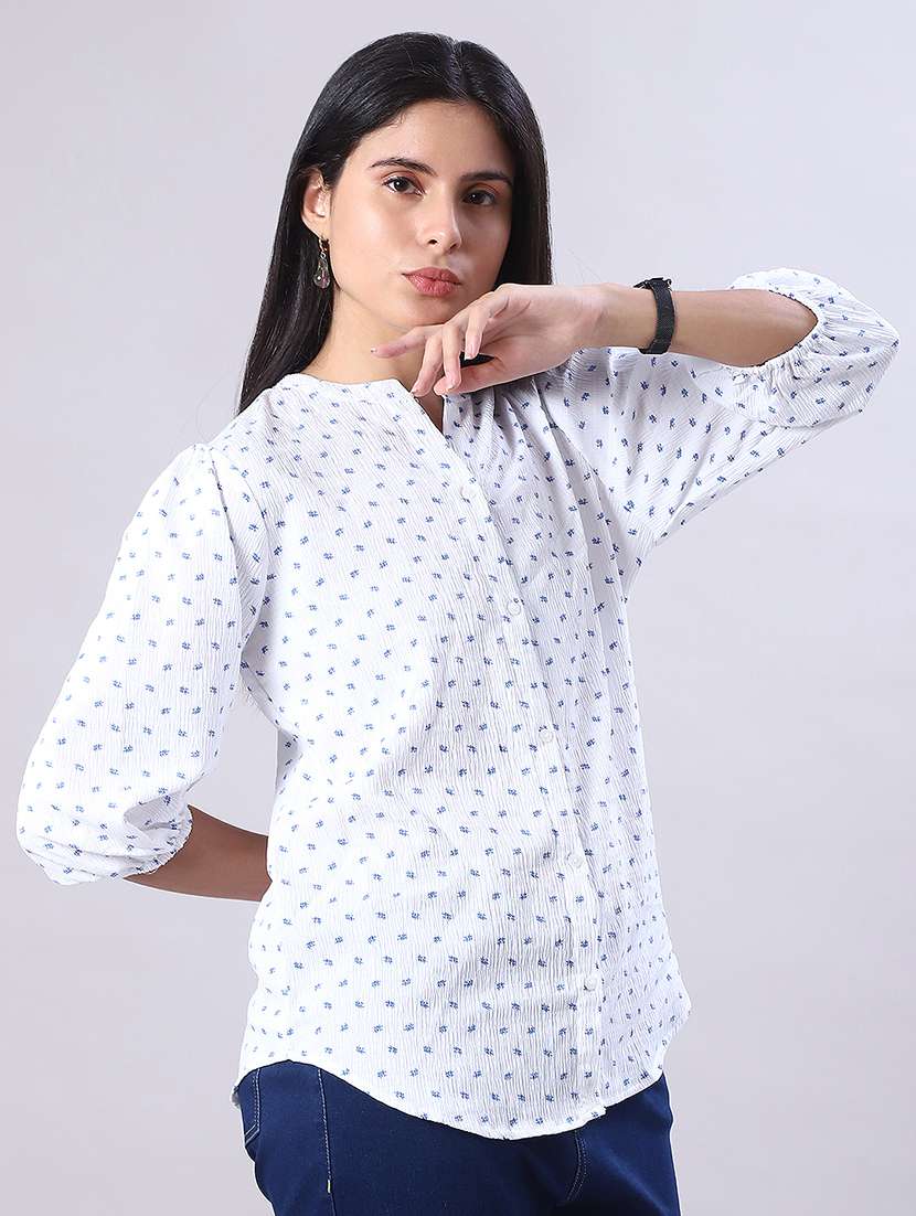 women printed puff sleeve regular top - 21993423 -  Standard Image - 1