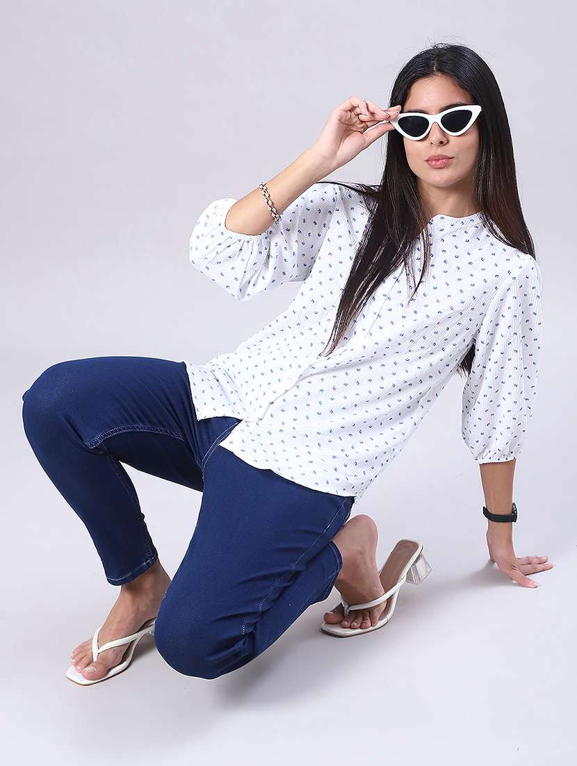 women printed puff sleeve regular top - 21993423 -  Standard Image - 4