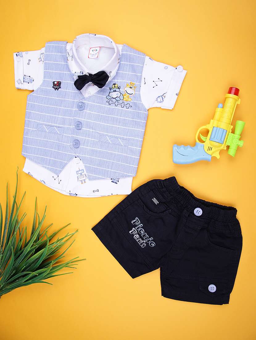 boys printed shirt & shorts casual wear set