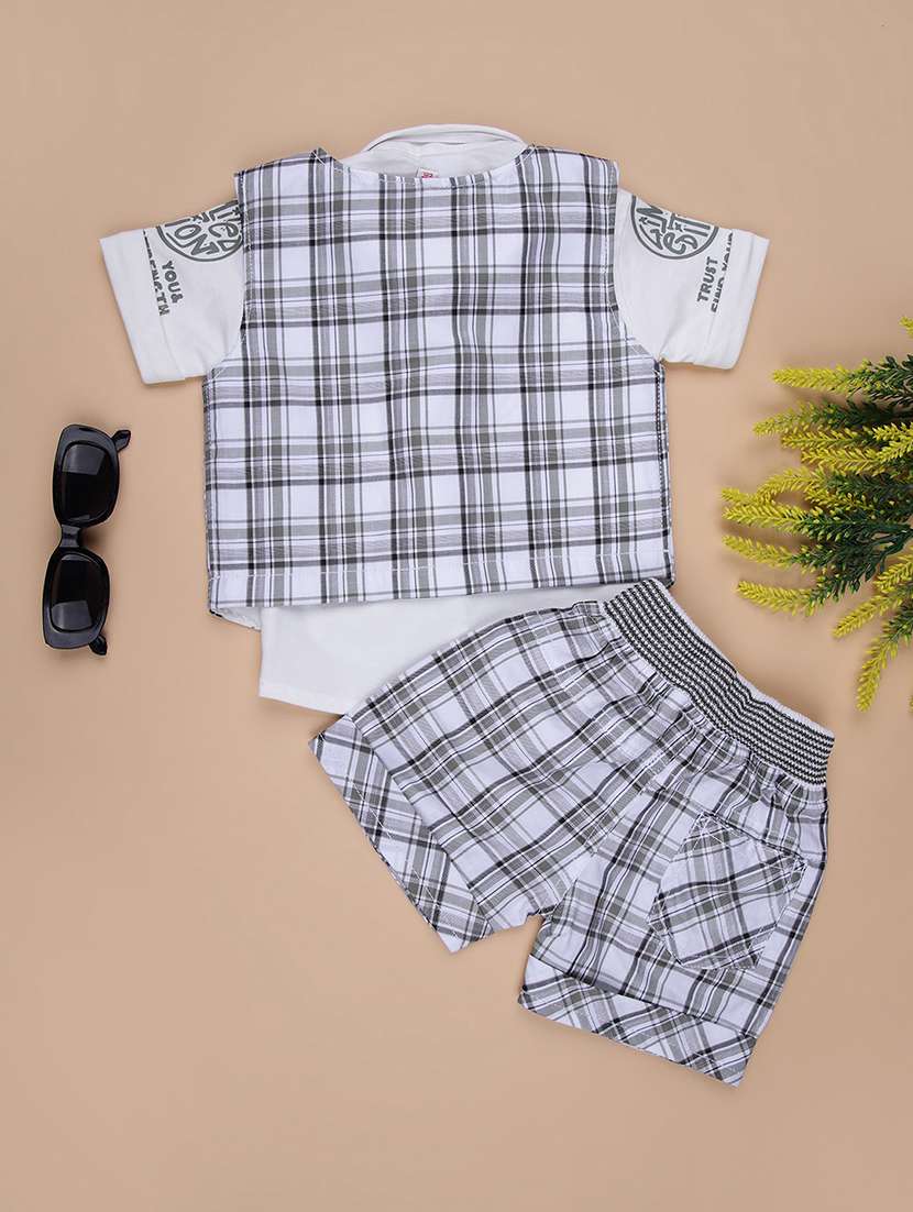 boys checkered shirt & shorts casual wear set - 21993432 -  Standard Image - 1