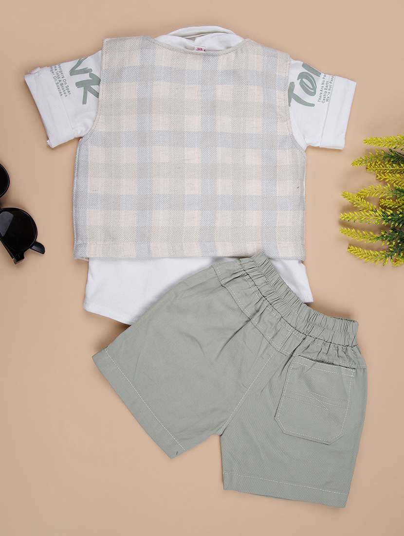 boys checkered shirt & shorts casual wear set - 21993434 -  Standard Image - 1
