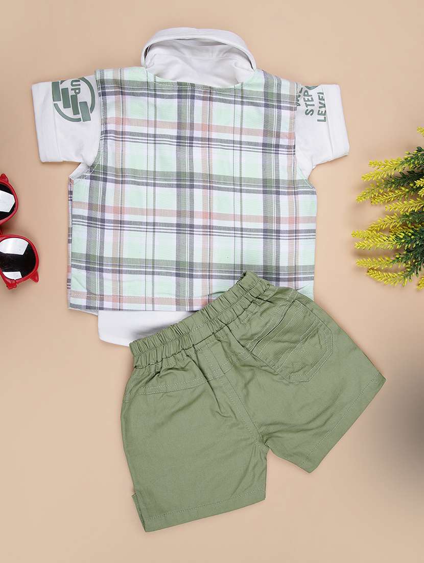 boys checkered shirt & shorts casual wear set - 21993436 -  Standard Image - 1