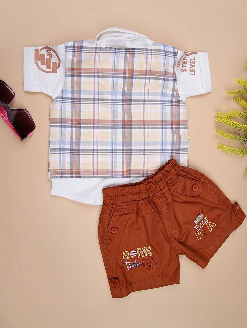 boys checkered shirt & shorts casual wear set - 21993437 -  Standard Image - 1
