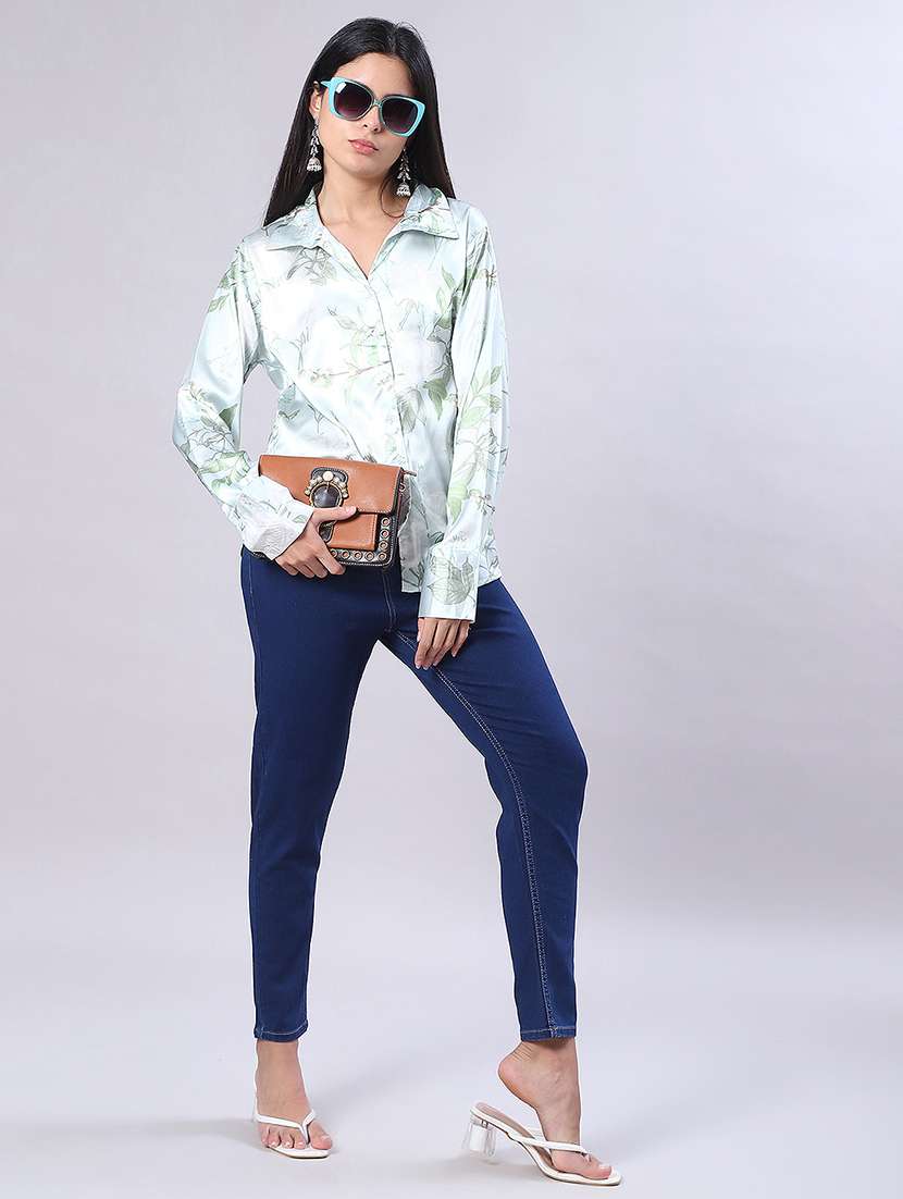 women printed collared long sleeve shirt - 21993438 -  Standard Image - 4