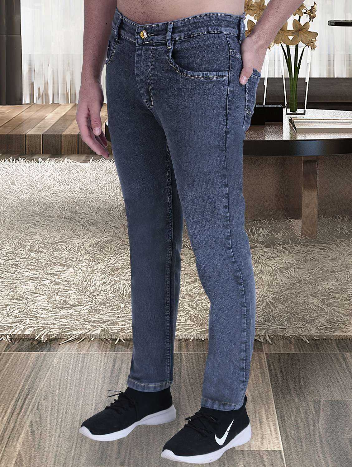 men grey mid rise full length slim fit jeans - 21993485 -  Standard Image - 1