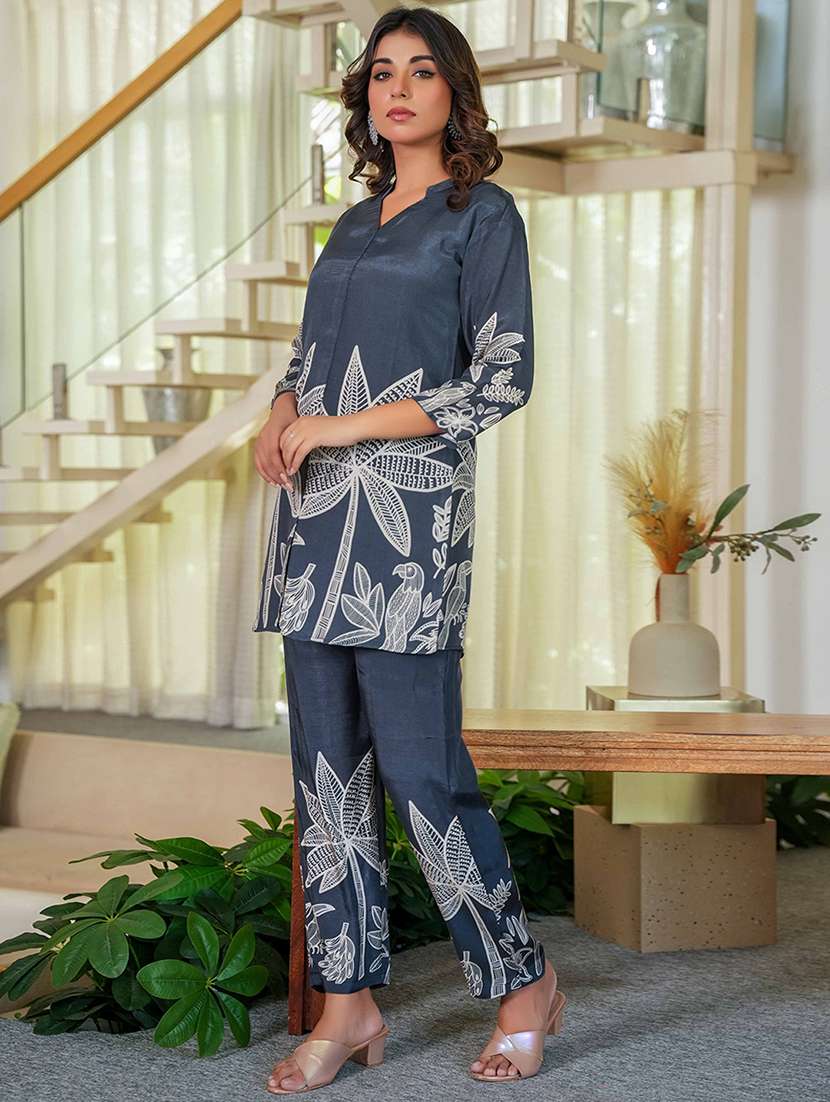 women grey printed ethnic co-ord set - 21993530 -  Standard Image - 1