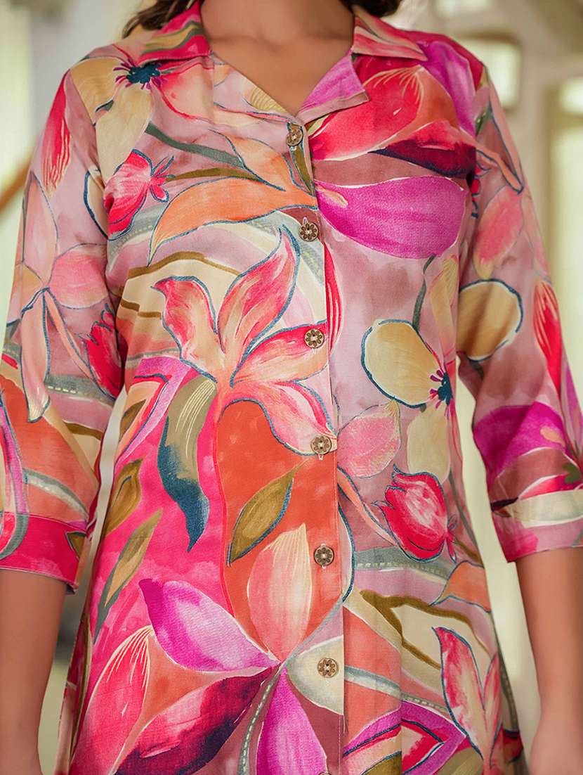 women multi colored floral print ethnic co-ord set - 21993534 -  Standard Image - 4