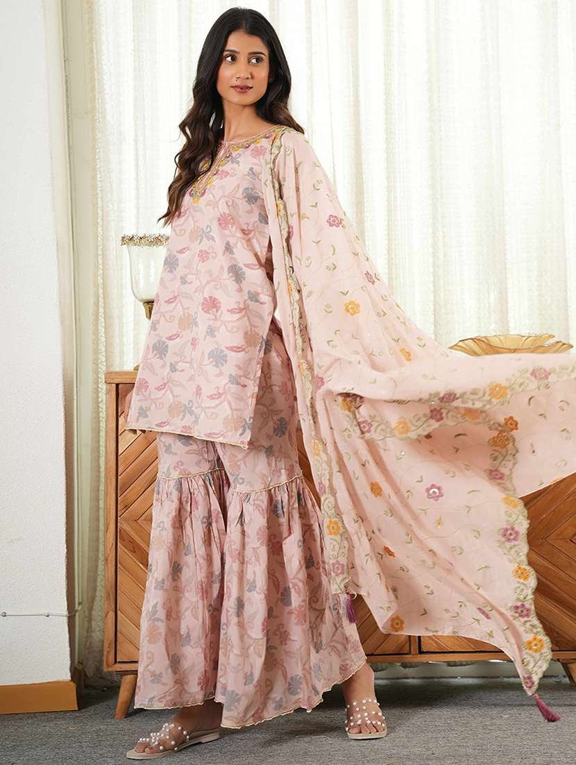 women printed kurta and sharara with dupatta set - 21993603 -  Standard Image - 1