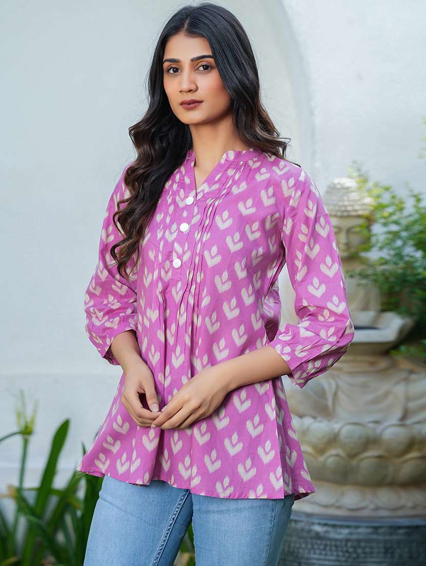 women printed puff sleeve a-line kurti - 21993612 -  Standard Image - 1