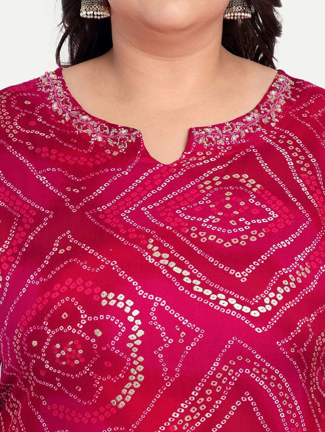 women plus size bandhani print straight kurta - 21993621 -  Standard Image - 1