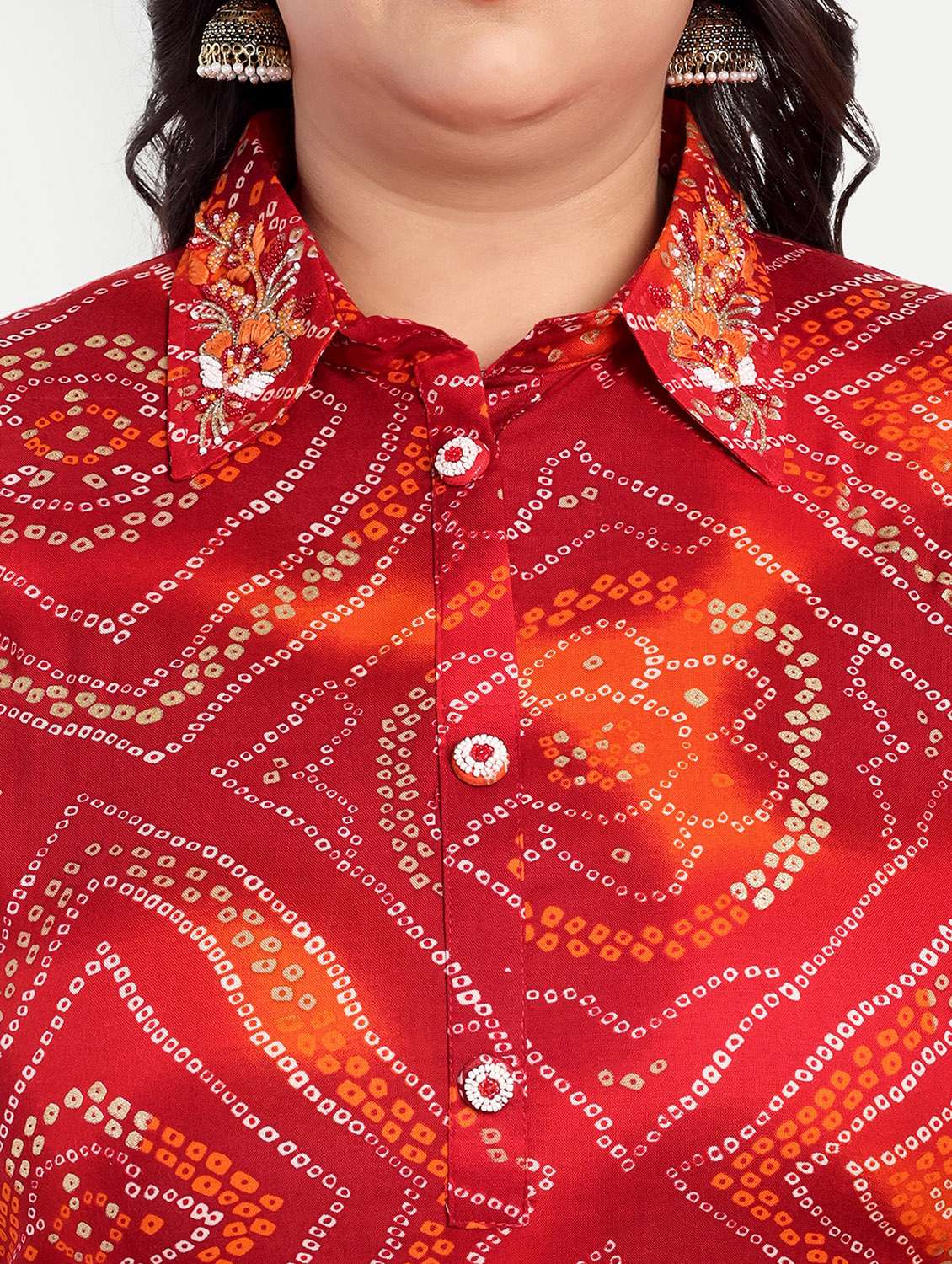 women plus size printed collared straight kurta - 21993622 - Standard Image - 4