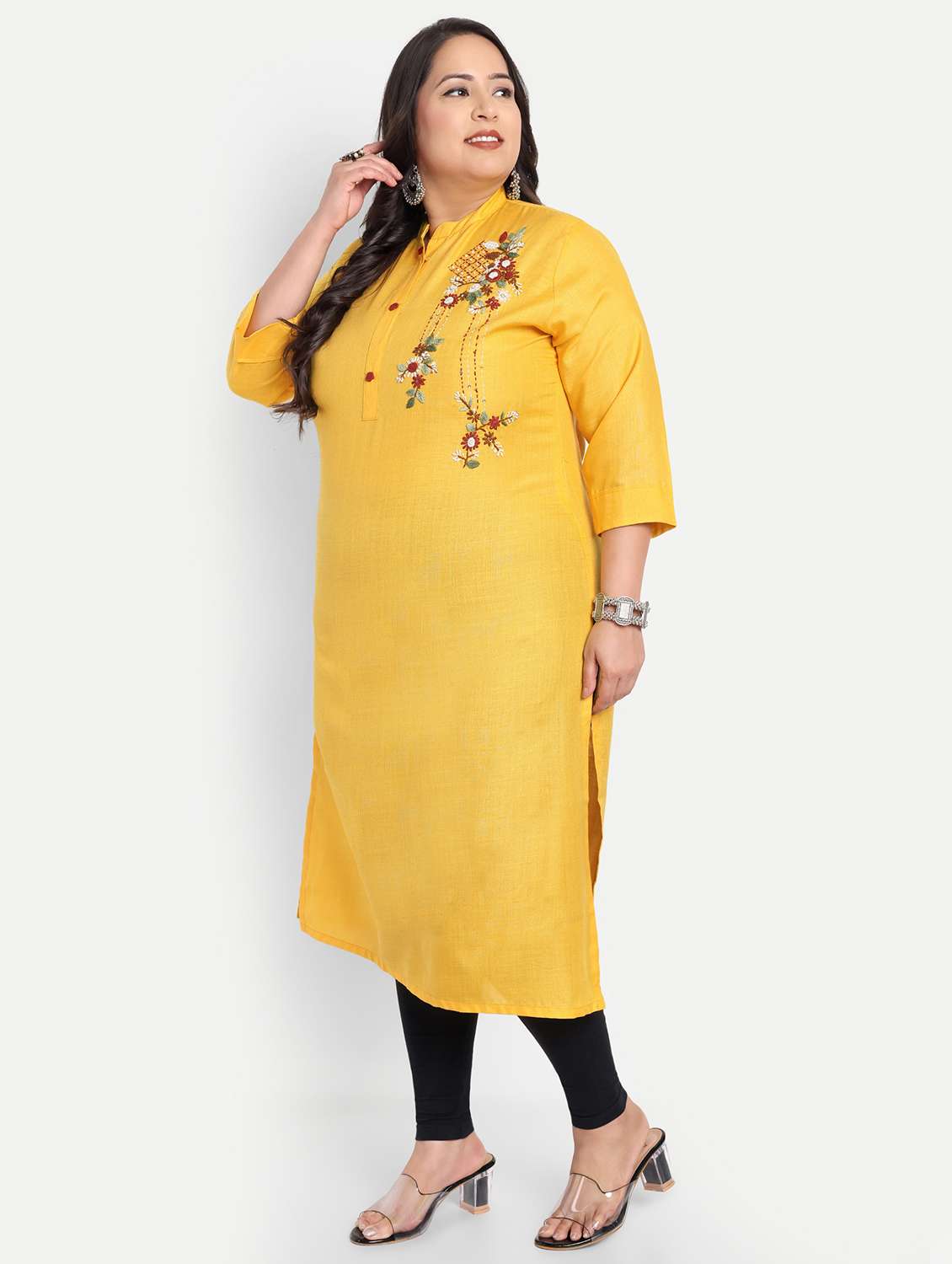 women plus size embroidered straight kurta - 21993628 -  Standard Image - 1
