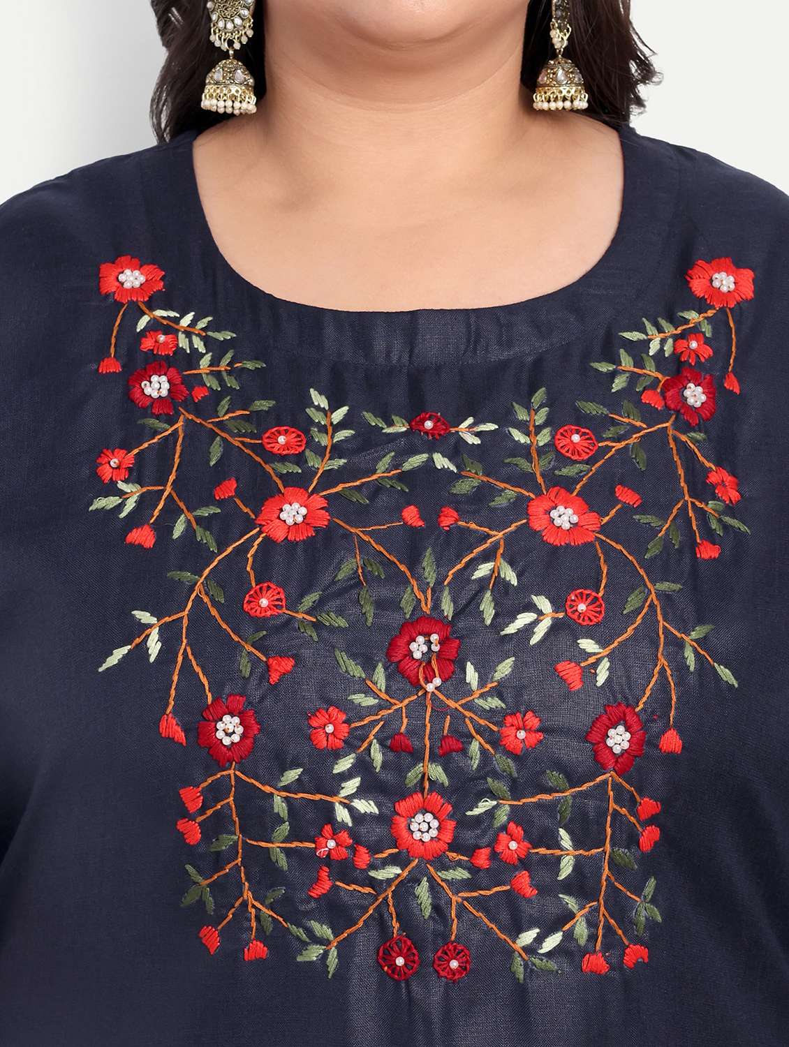 women plus size embroidered straight kurta - 21993629 -  Standard Image - 4