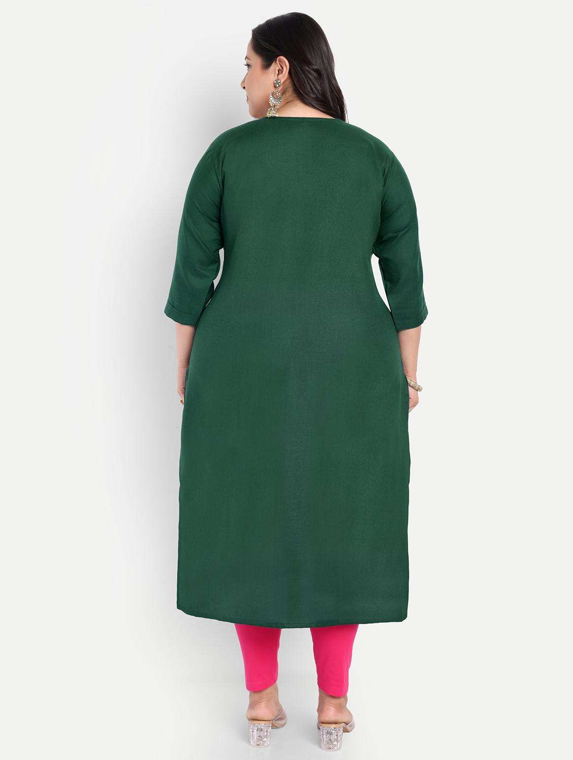 women plus size embroidered straight kurta - 21993632 -  Standard Image - 4