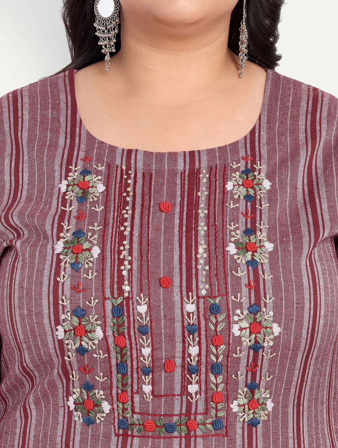 women plus size striped straight kurta - 21993633 -  Standard Image - 4