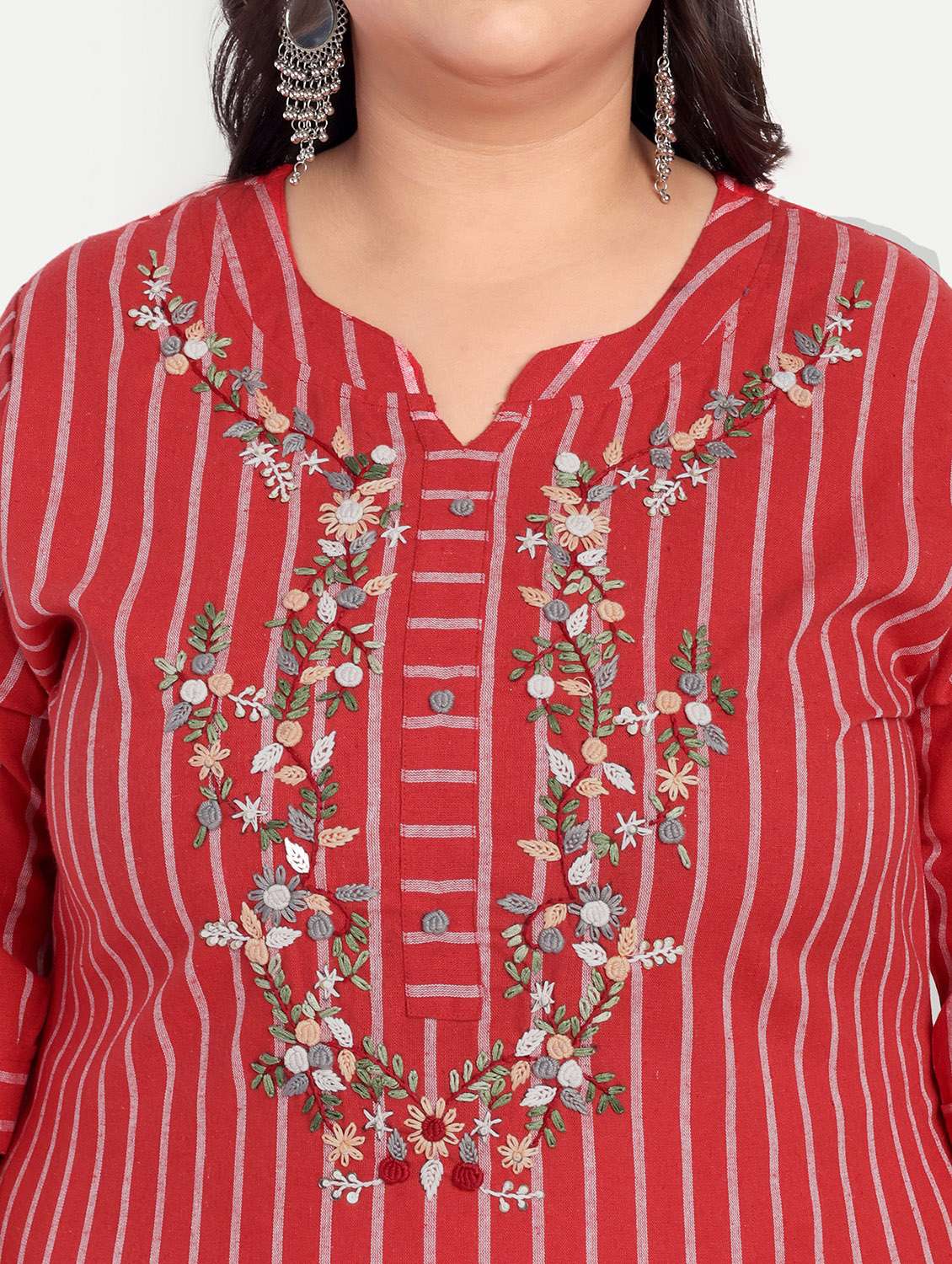 women plus size striped straight kurta - 21993634 -  Standard Image - 4