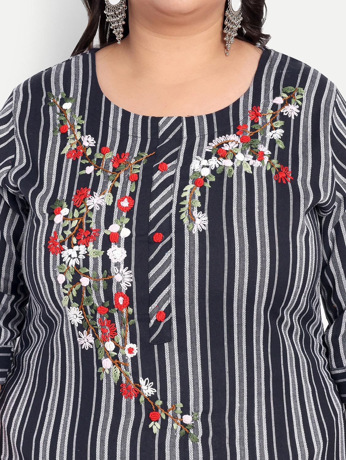women plus size striped straight kurta - 21993635 - Standard Image - 4