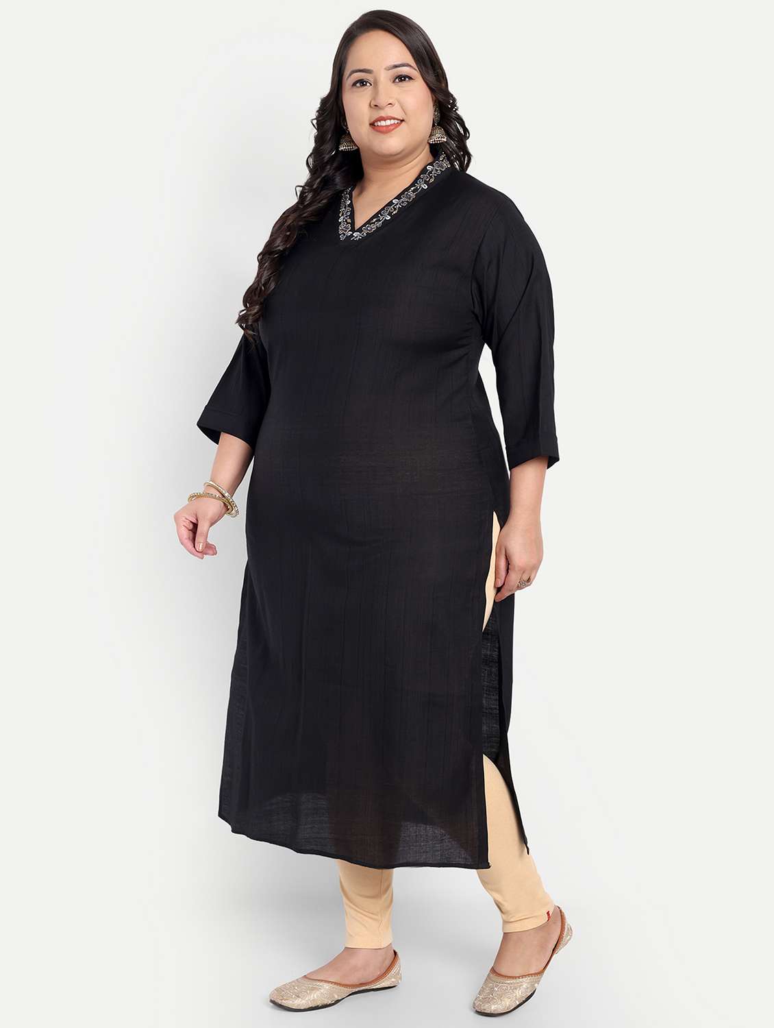 women plus size embroidered straight kurta - 21993636 -  Standard Image - 1
