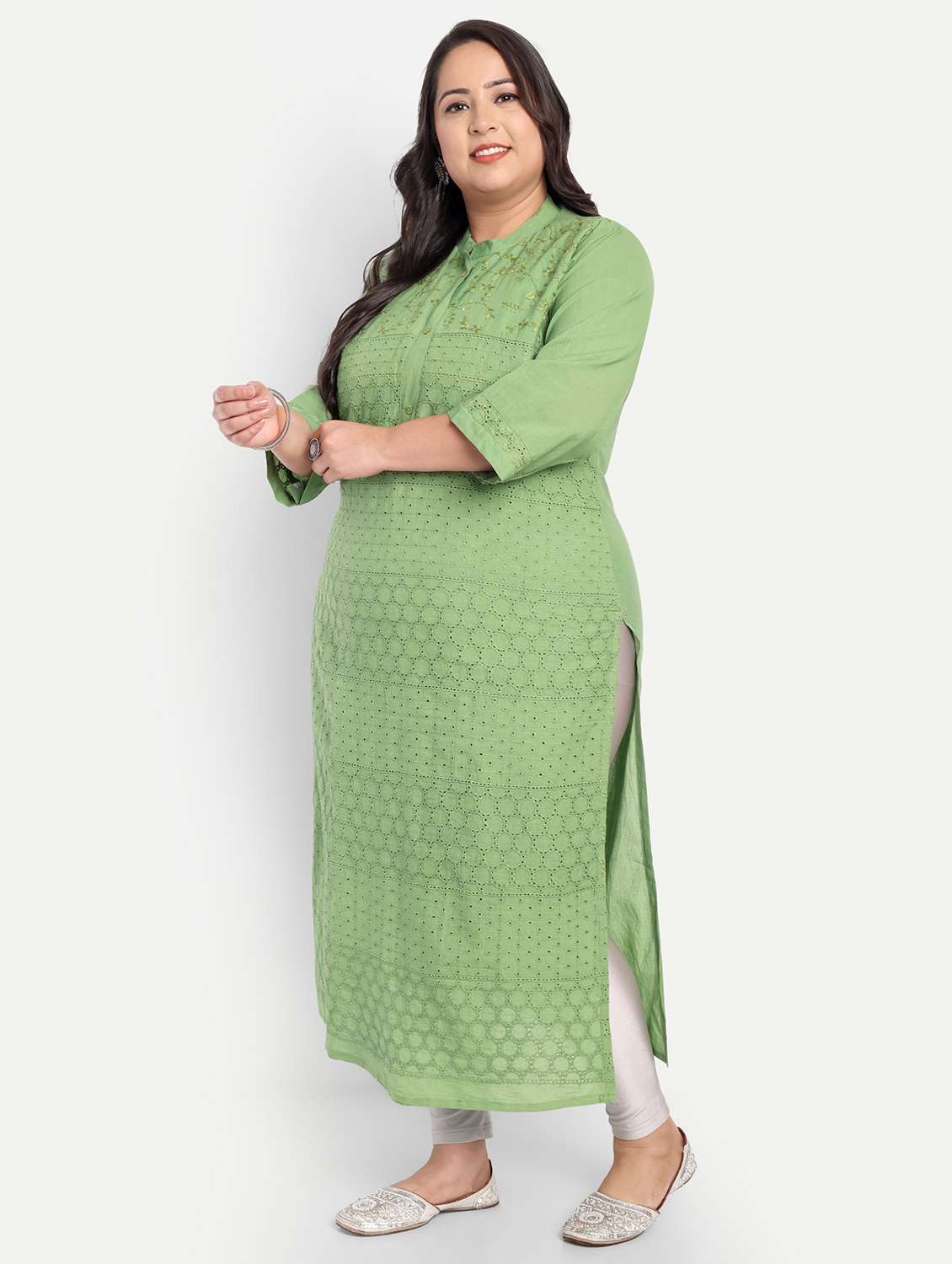 women plus size embroidered straight kurta - 21993638 -  Standard Image - 1