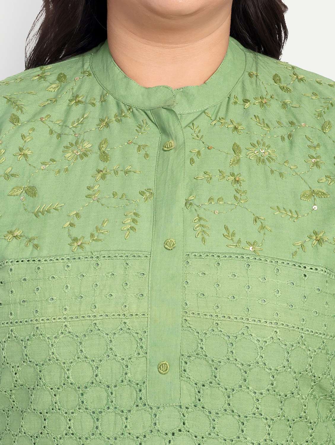 women plus size embroidered straight kurta - 21993638 - Standard Image - 4