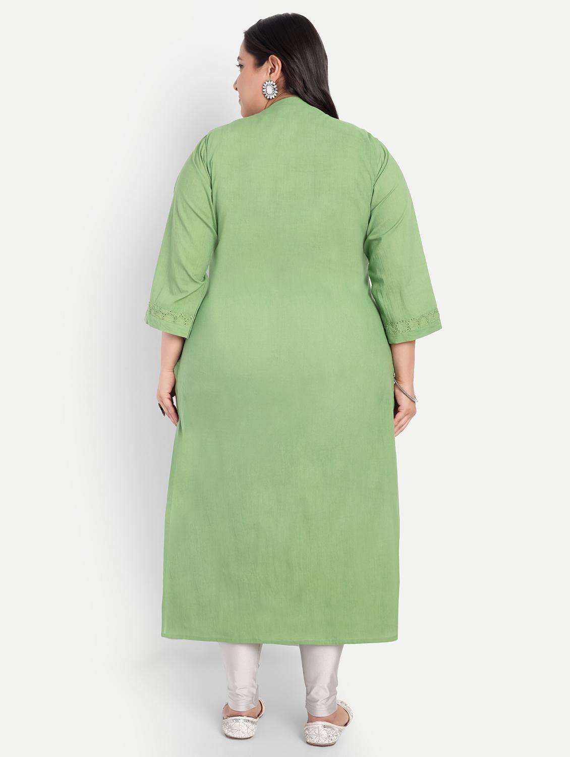 women plus size embroidered straight kurta - 21993638 -  Standard Image - 4