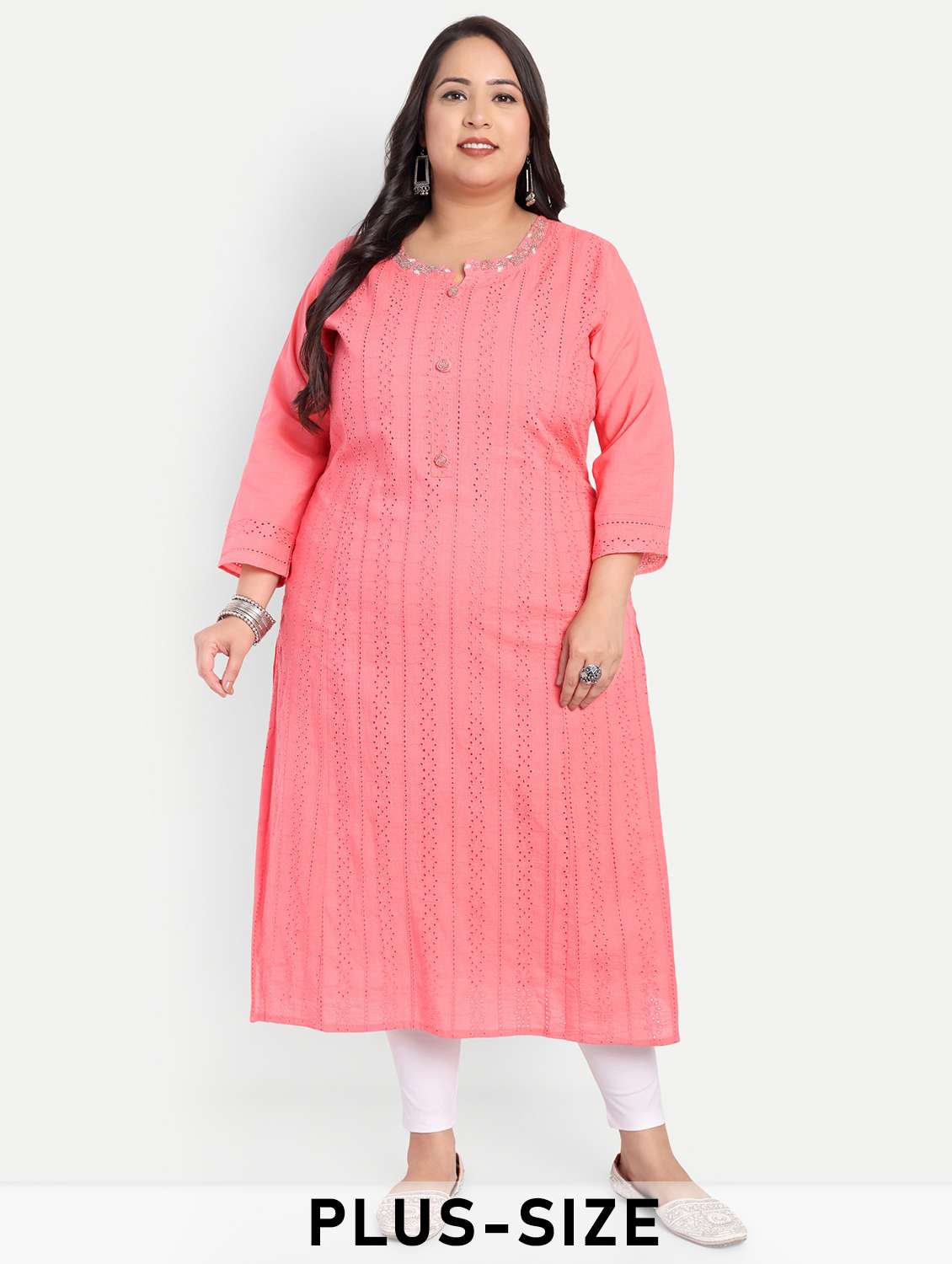 women plus size self designed straight kurta