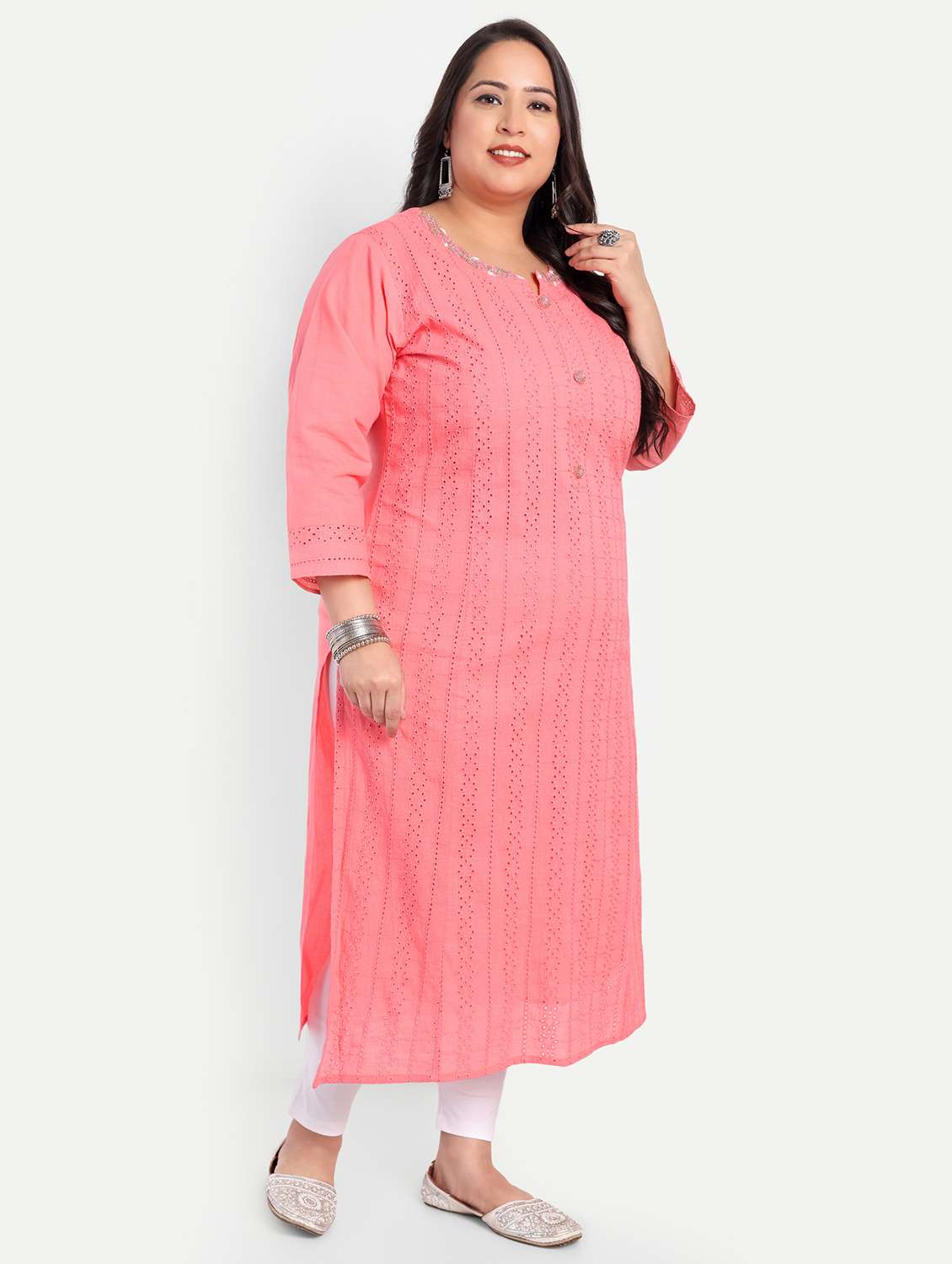 women plus size self designed straight kurta - 21993639 -  Standard Image - 1