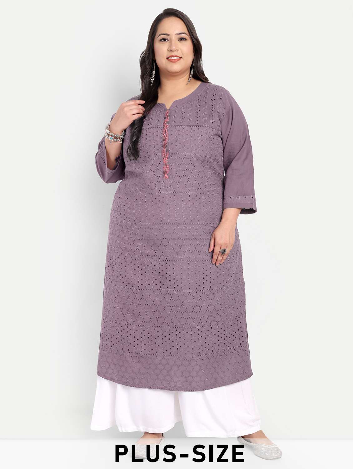 women plus size self designed straight kurta
