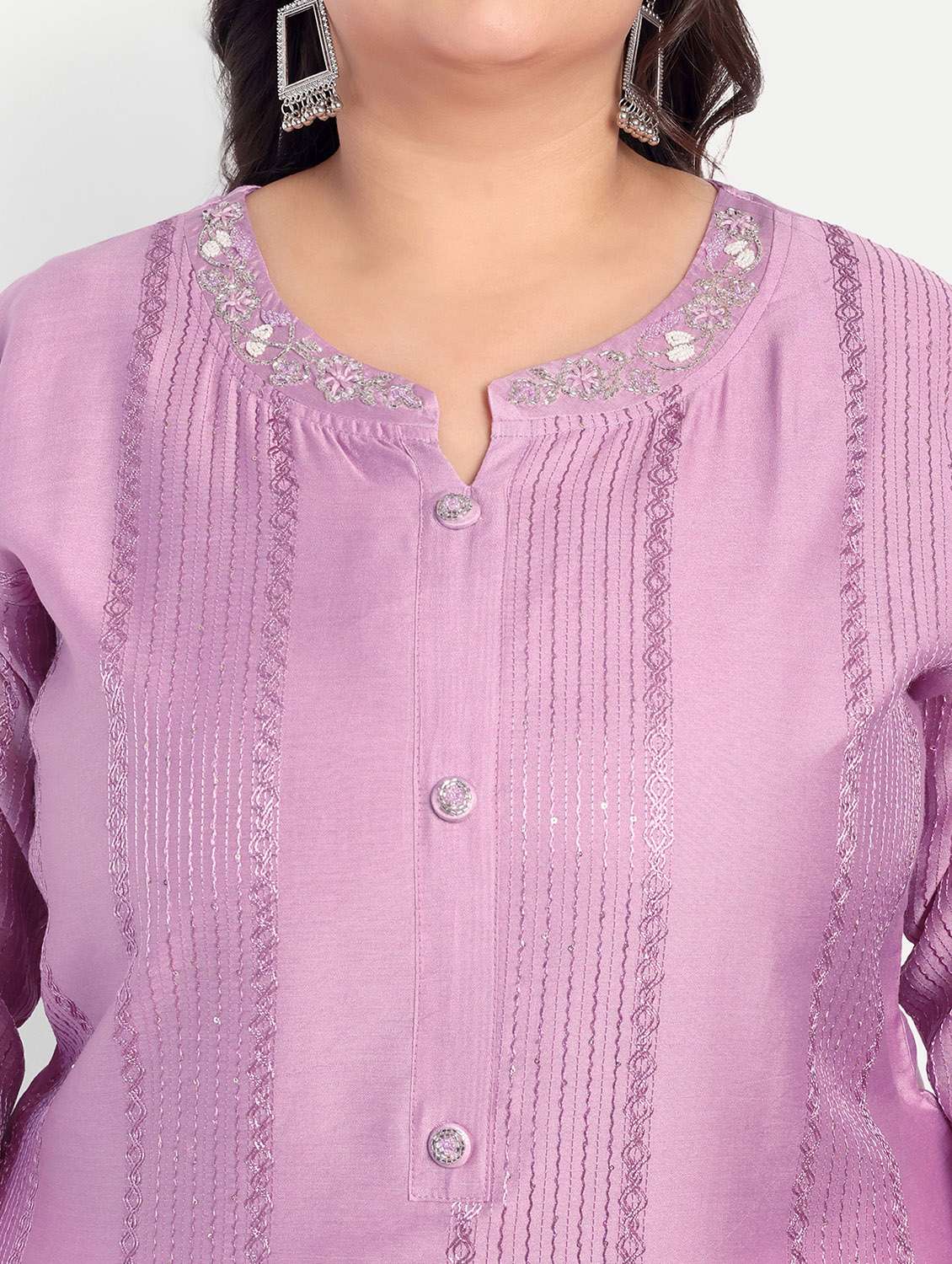 women plus size embroidered straight kurta - 21993643 - Standard Image - 4
