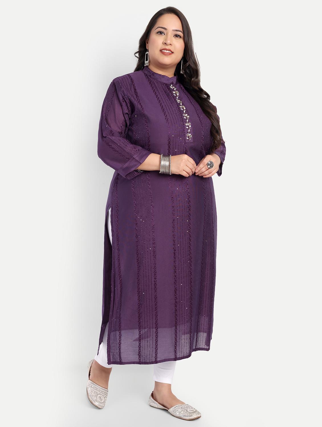 women plus size self designed straight kurta - 21993644 - Standard Image - 1