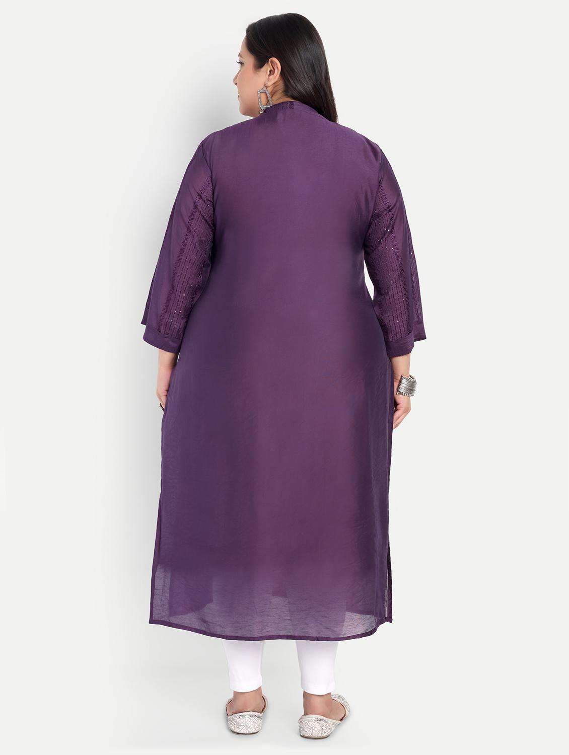 women plus size self designed straight kurta - 21993644 -  Standard Image - 4