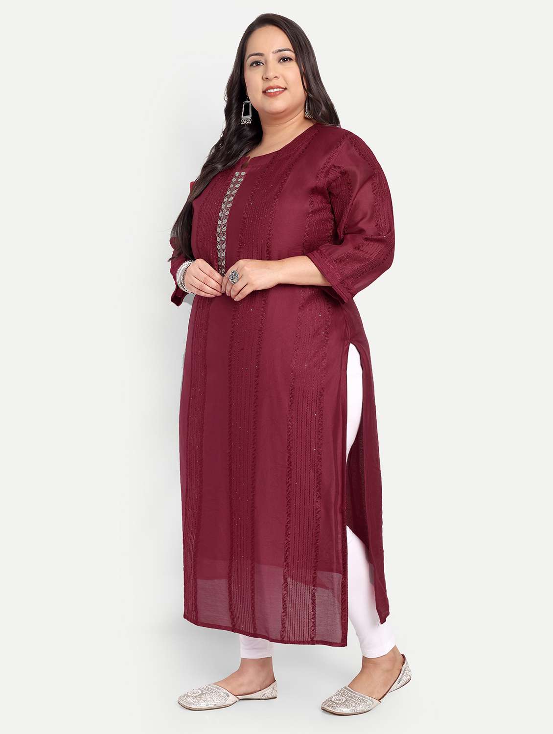 women plus size embroidered straight kurta - 21993645 -  Standard Image - 1