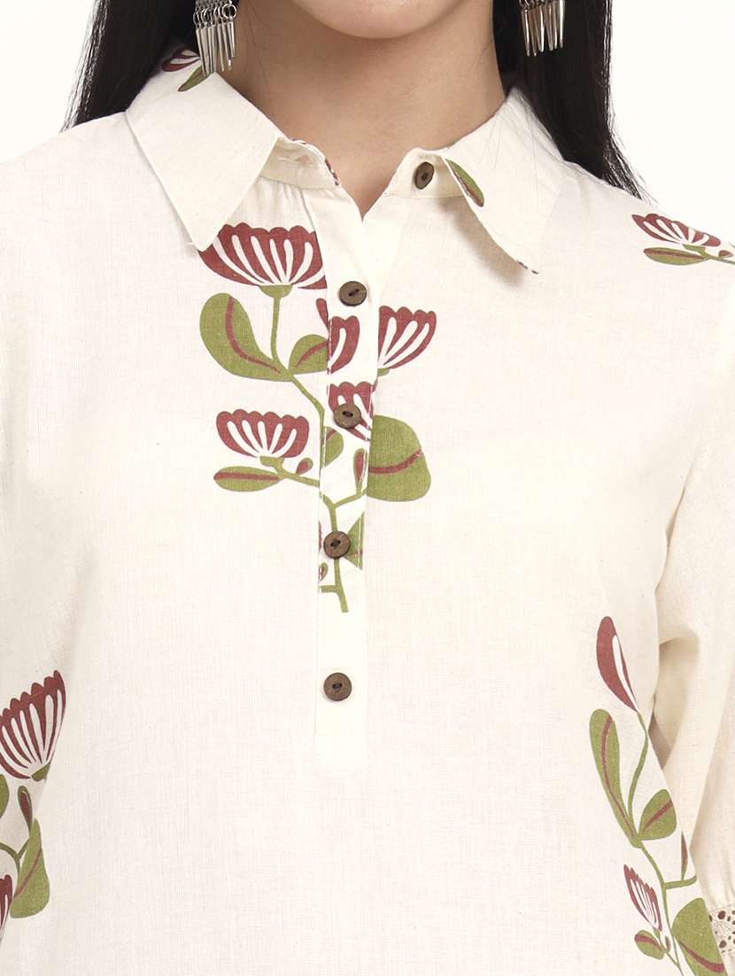 women floral three quarter sleeve a-line kurta - 21993646 - Standard Image - 6