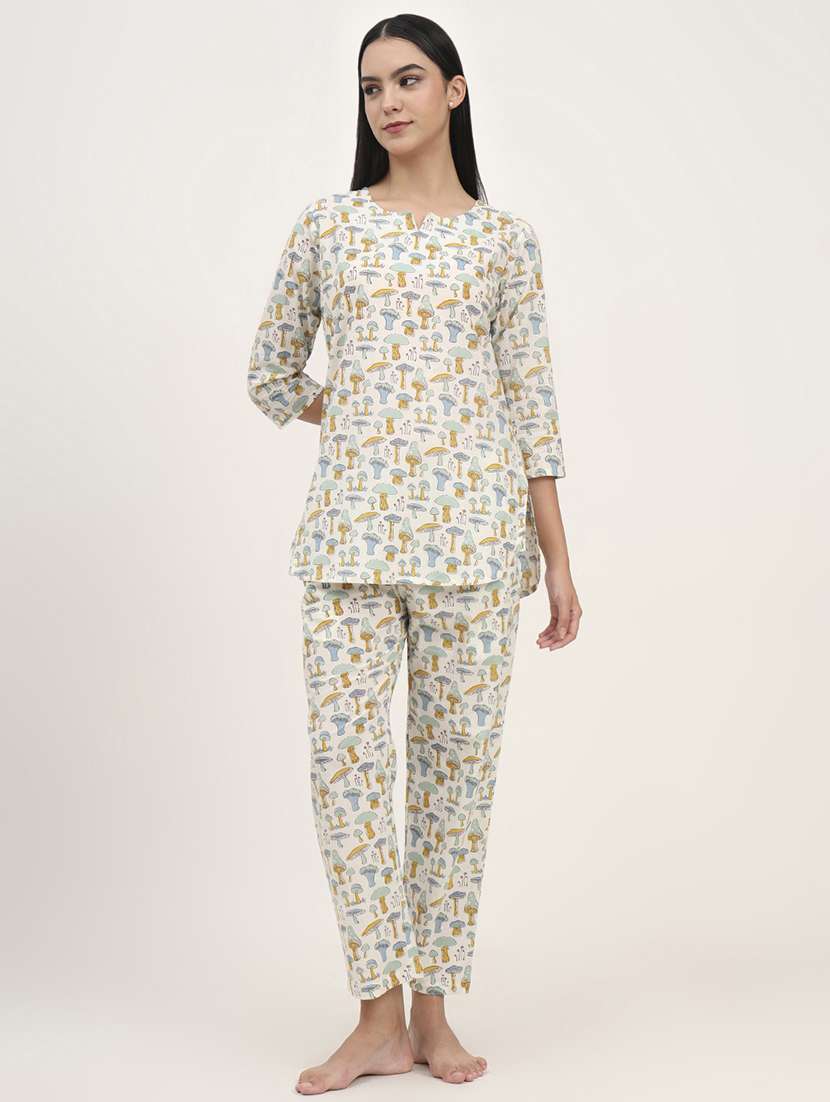 women printed nightwear pyjama set - 21993731 -  Standard Image - 1